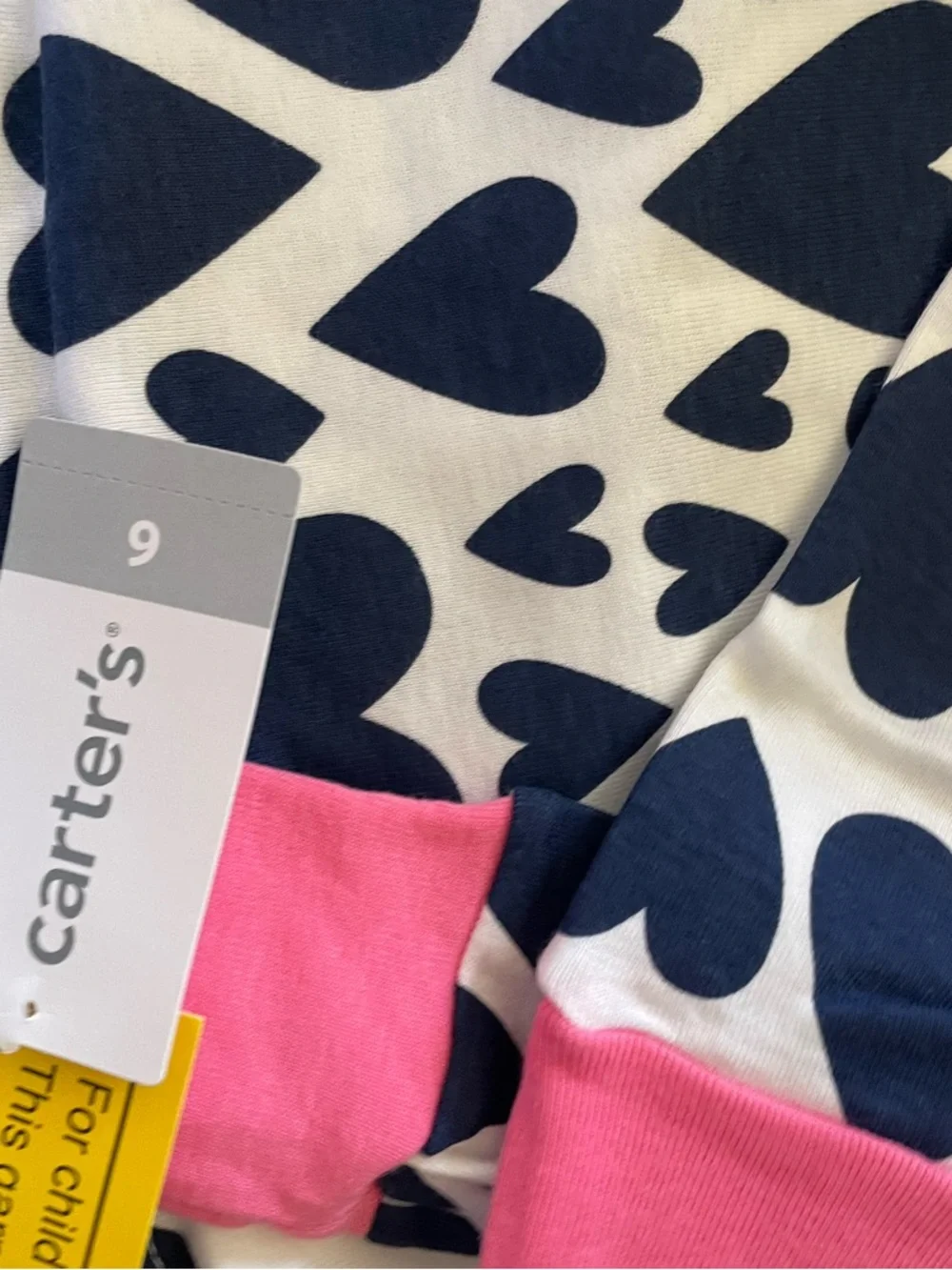 Carter's Navy Heart-Print Pajama Set with Pink Trim